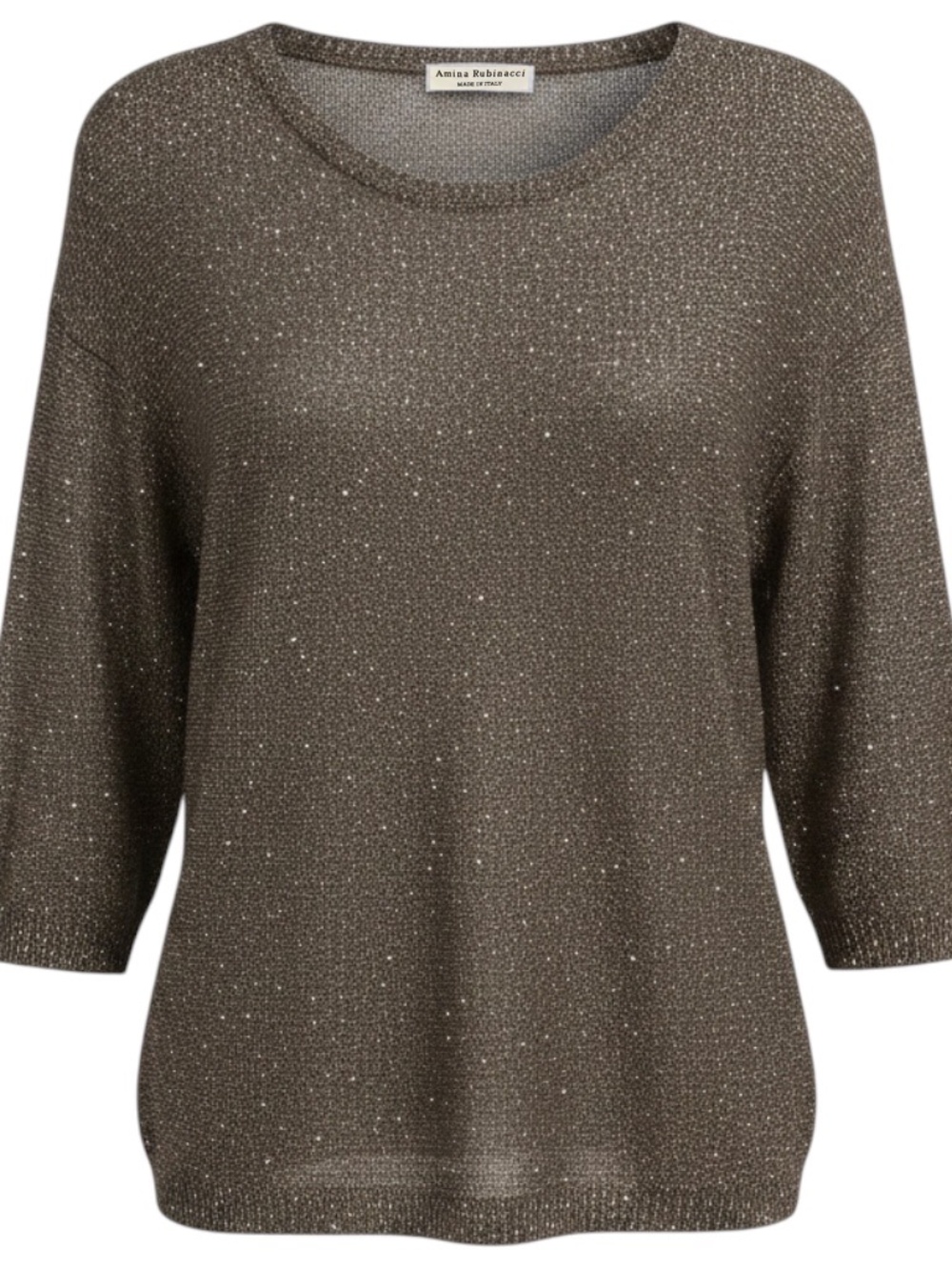 AMINA RUBINACCI TAUPE / SILVER MICRO SEQUINED THREE QUARTER SLEEVED LINEN AND CO